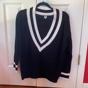 Black & white sweater with deep V